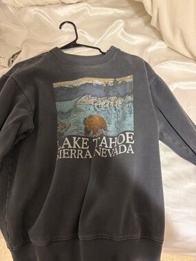 Lake Tahoe Sierra Nevada Graphic Sweatshirt - Charcoal with Multicolor Print